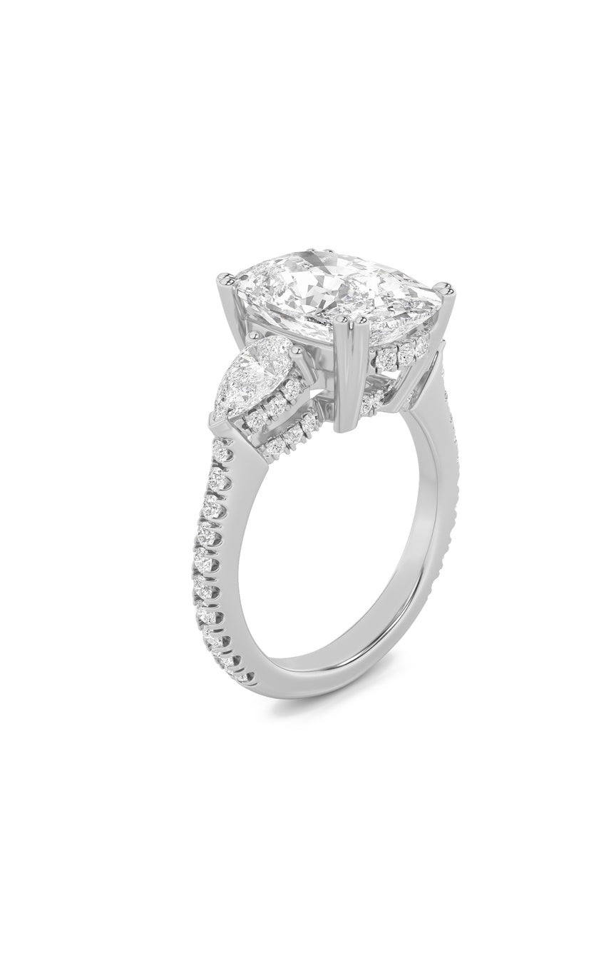 6.5Cttw Elongated Cushion Shaped Lab Grown Diamond (F/VS) Bold Accented Engagement Ring in 14K Gold