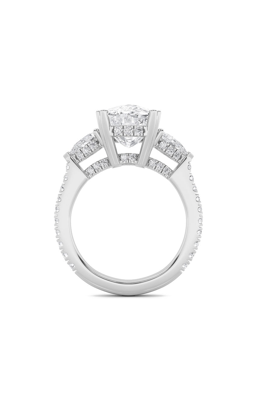 6.5Cttw Elongated Cushion Shaped Lab Grown Diamond (F/VS) Bold Accented Engagement Ring in 14K Gold