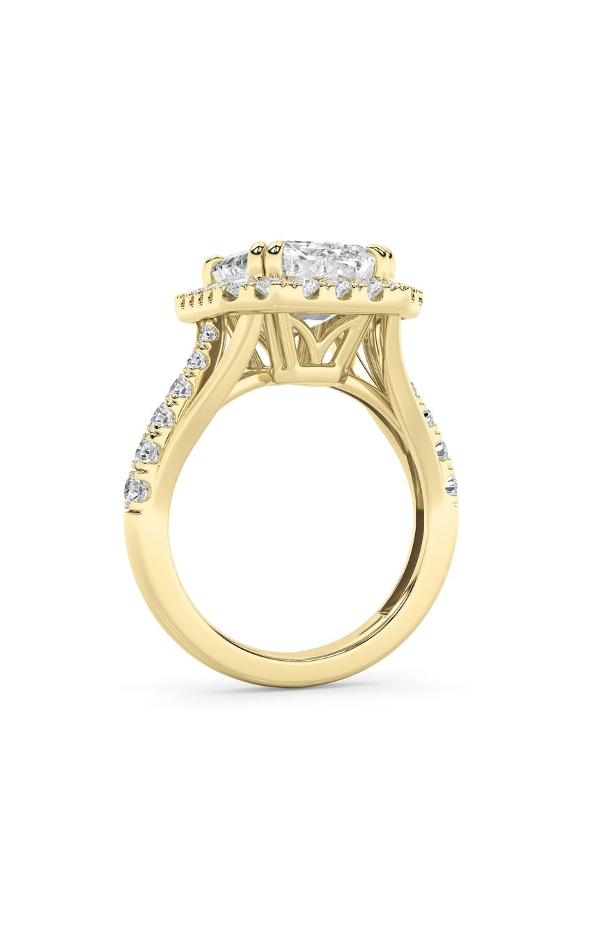 6Cttw Radiant Shaped Lab Grown Diamond (G/VS) Bold Accented Engagement Ring in 14K Gold