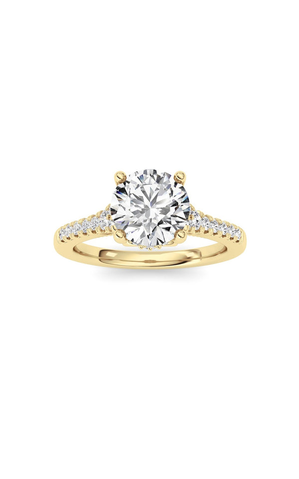 1.5Cttw Round Shaped Lab Grown Diamond (F/VS) Accented Two Tone Engagement Ring in 14K Gold