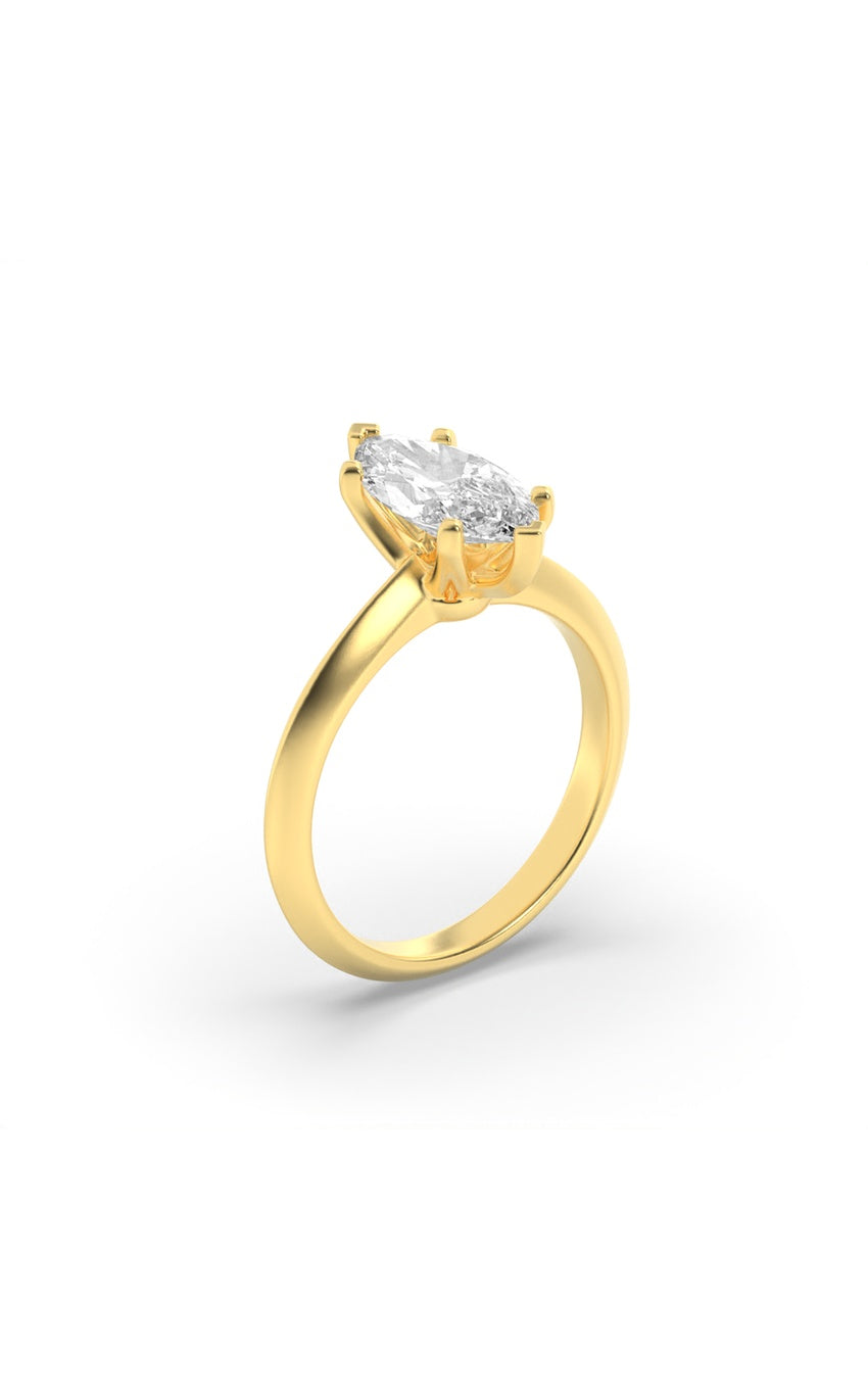 3Cttw Marquise Shaped Lab Grown Diamond (F/VS) Knife Edge Shank Solitaire Engagement Ring in 14K Gold