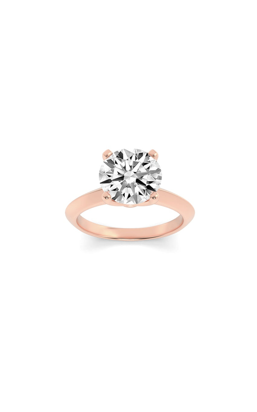 1Cttw Round Shaped Lab Grown Diamond (F/VS) KnifeEdge Shank Solitaire Engagement Ring in 14K Gold