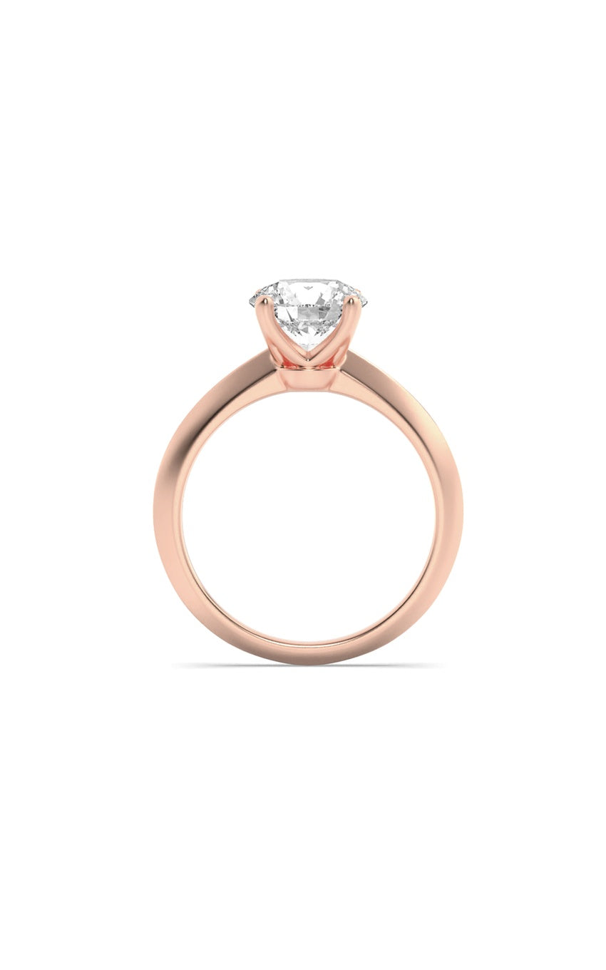 2Cttw Round Shaped Lab Grown Diamond (F/VS) KnifeEdge Shank Solitaire Engagement Ring in 14K Gold
