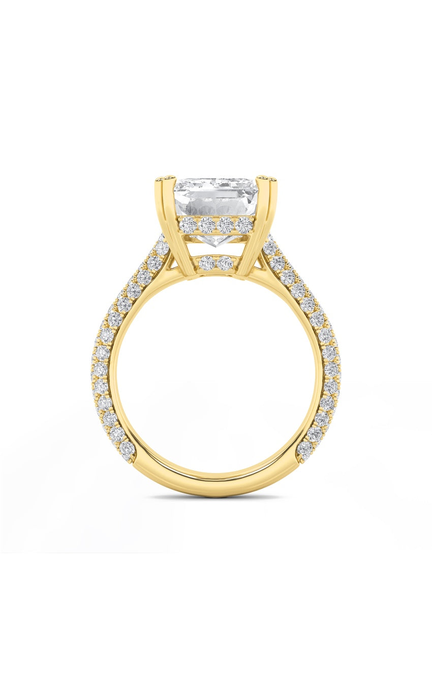 8Cttw Emerald Shaped Lab Grown Diamond (F/VS) Bold Accented Engagement Ring in 14K Gold