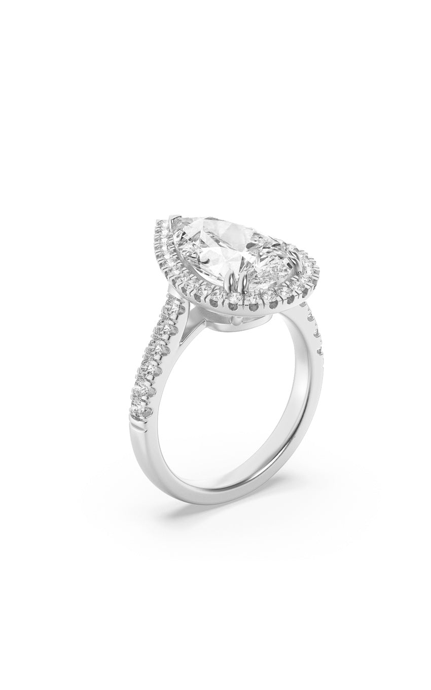 6.25Cttw Pear Shaped Lab Grown Diamond (F/VS) Bold Accented Engagement Ring in 14K Gold