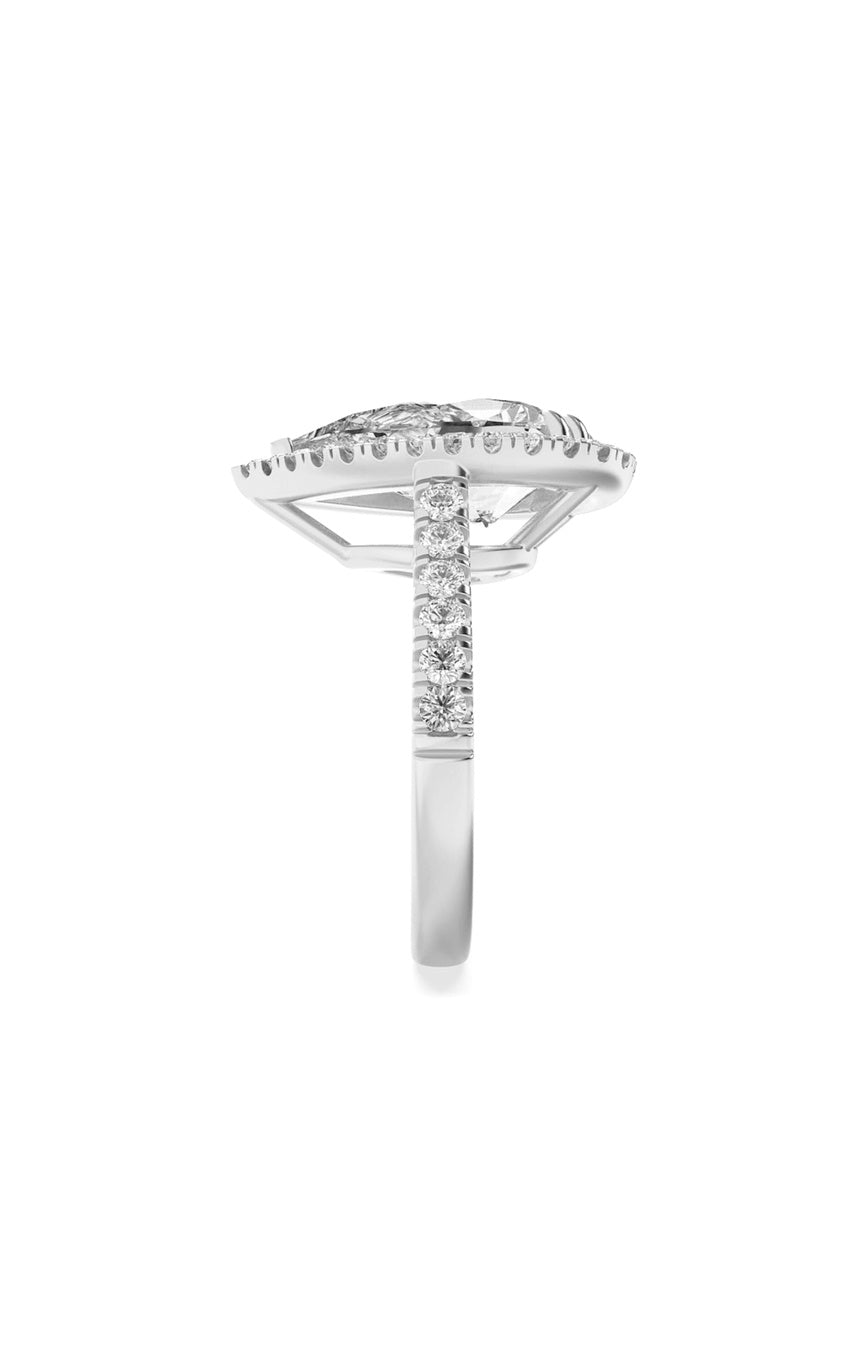 6.25Cttw Pear Shaped Lab Grown Diamond (F/VS) Bold Accented Engagement Ring in 14K Gold