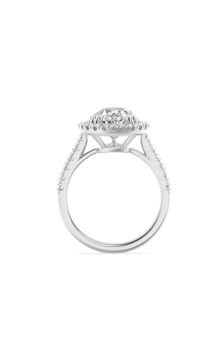 6.25Cttw Pear Shaped Lab Grown Diamond (F/VS) Bold Accented Engagement Ring in 14K Gold