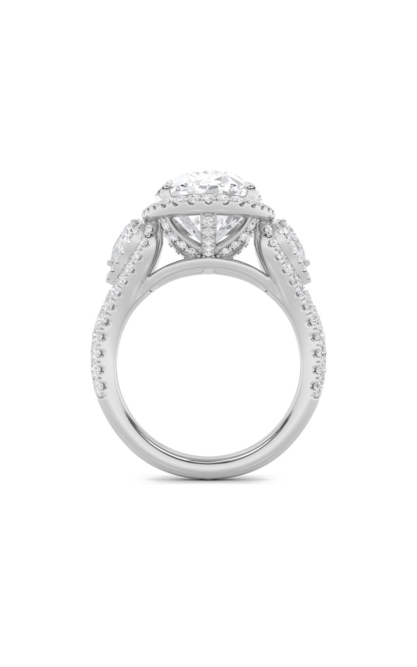 7.25Cttw Oval Shaped Lab Grown Diamond (F/VS) Bold Accented Engagement Ring in 14K Gold