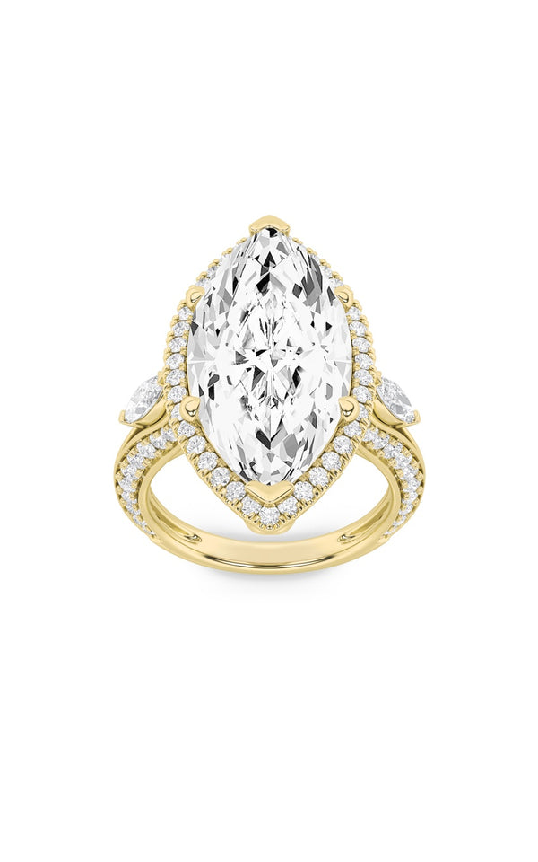 9Cttw Marquise Shaped Lab Grown Diamond (F/VS) Bold Statement Accented  Ring in 14K Gold