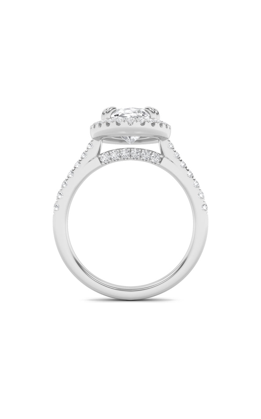 3Cttw Oval Shaped Lab Grown Diamond (F/VS) Classic Halo Accented Engagement Ring in 14K Gold