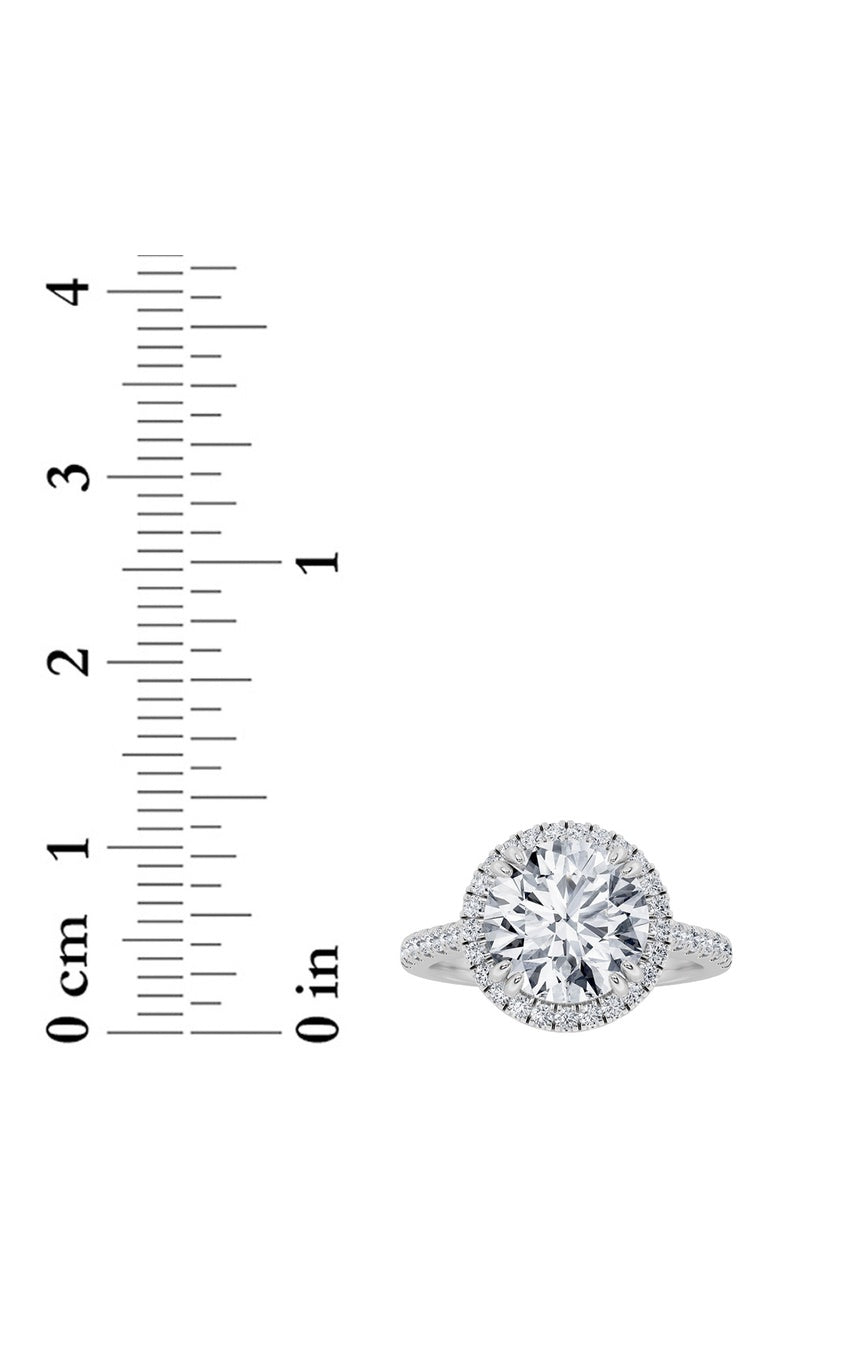 3Cttw Round Shaped Lab Grown Diamond (F/VS) Classic Halo Accented Engagement Ring in 14K Gold