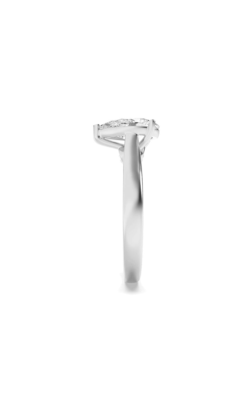 1.25Cttw Pear Shaped Lab Grown Diamond (F/VS) Accented Bridge Shank Engagement Ring in 14K Gold