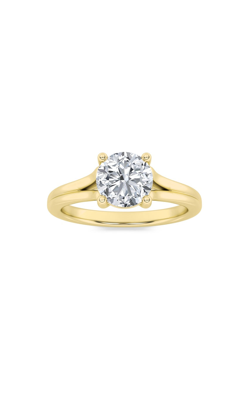 2Cttw Round Shaped Lab Grown Diamond (F/VS) Split Shank Solitaire Engagement Ring in 14K Gold