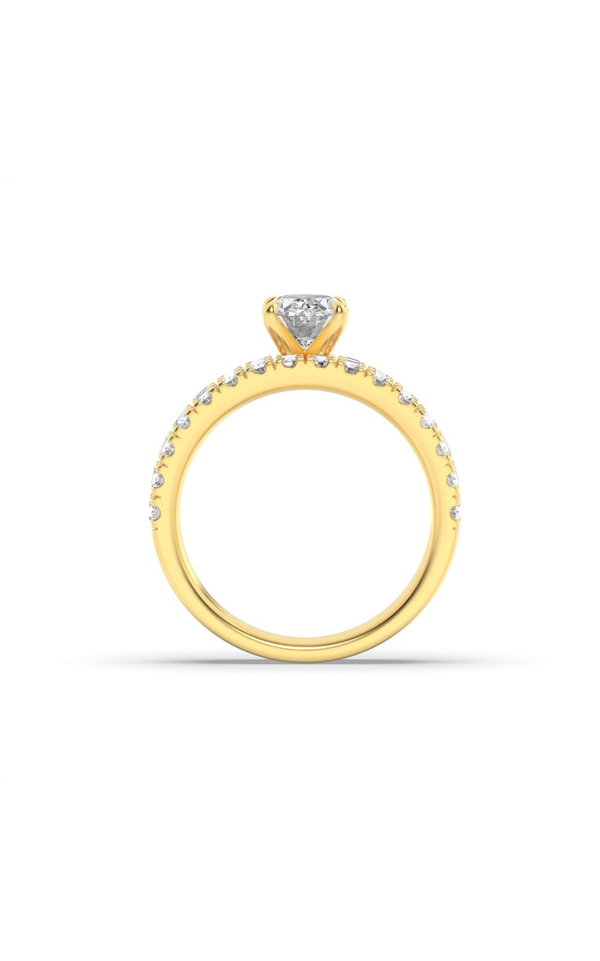 2Cttw Oval Shaped Lab Grown Diamond (F/VS) ClassicAccented  Set With Band and Engagement Ring in 14K Gold