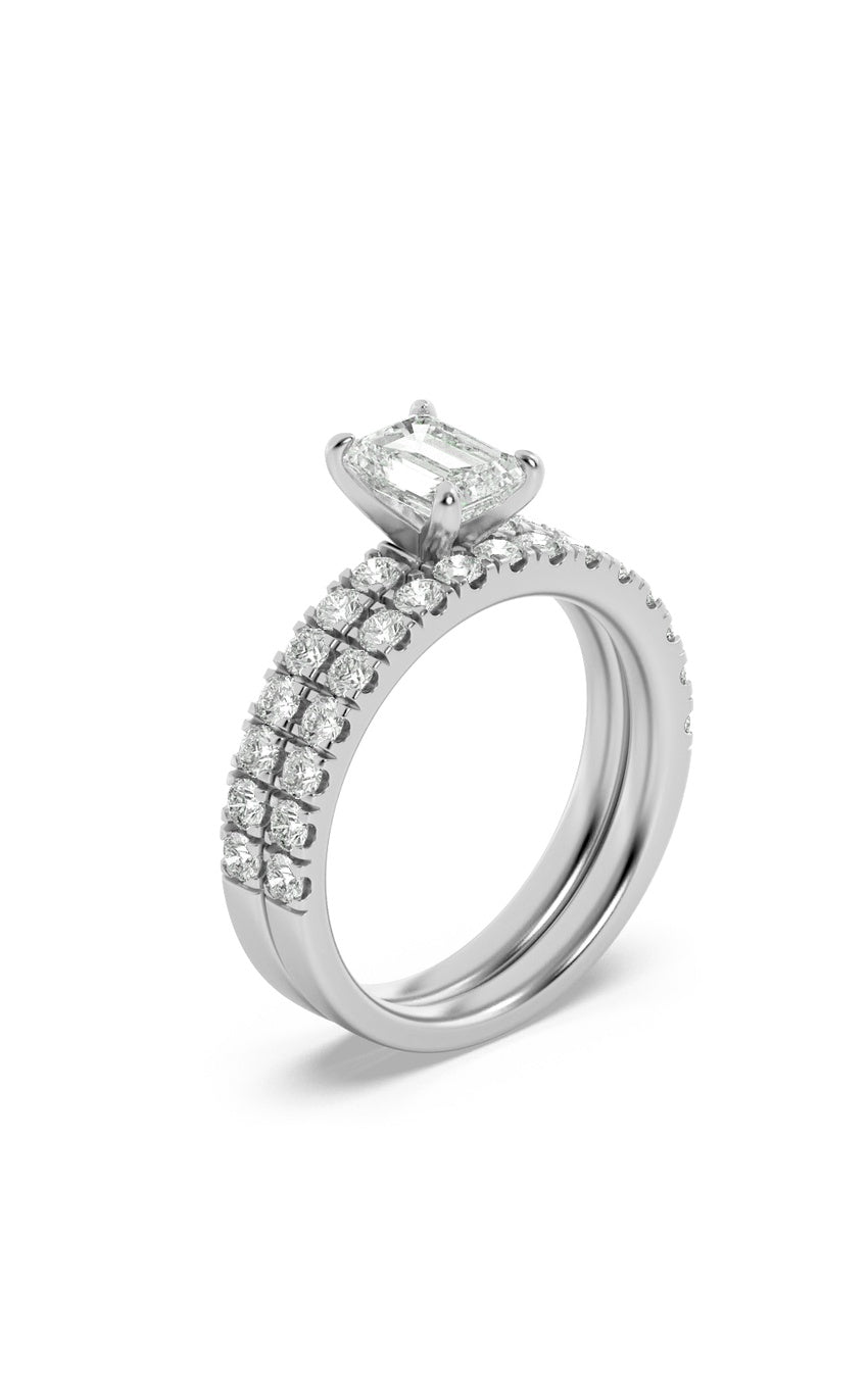 2Cttw Radiant Shaped Lab Grown Diamond (F/VS) Classic Accented Set With Band and Engagement Ring in 14K Gold