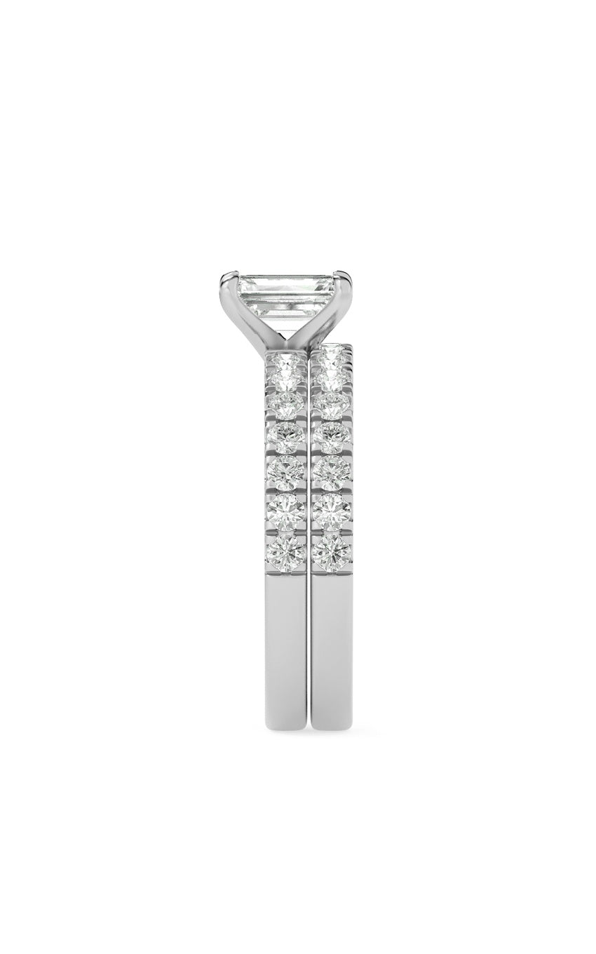 2Cttw Radiant Shaped Lab Grown Diamond (F/VS) Classic Accented Set With Band and Engagement Ring in 14K Gold