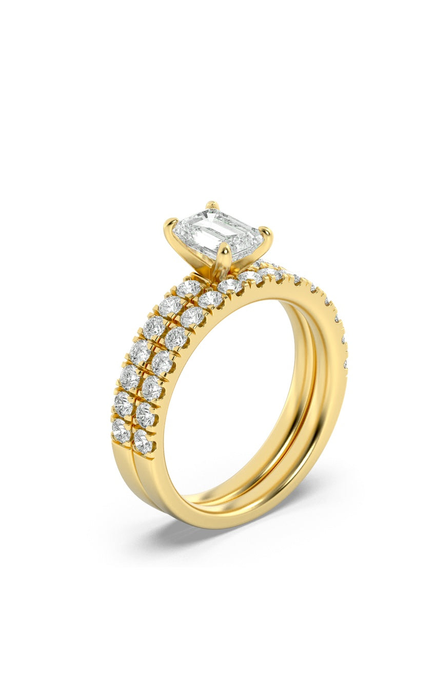 2Cttw Radiant Shaped Lab Grown Diamond (F/VS) Classic Accented Set With Band and Engagement Ring in 14K Gold