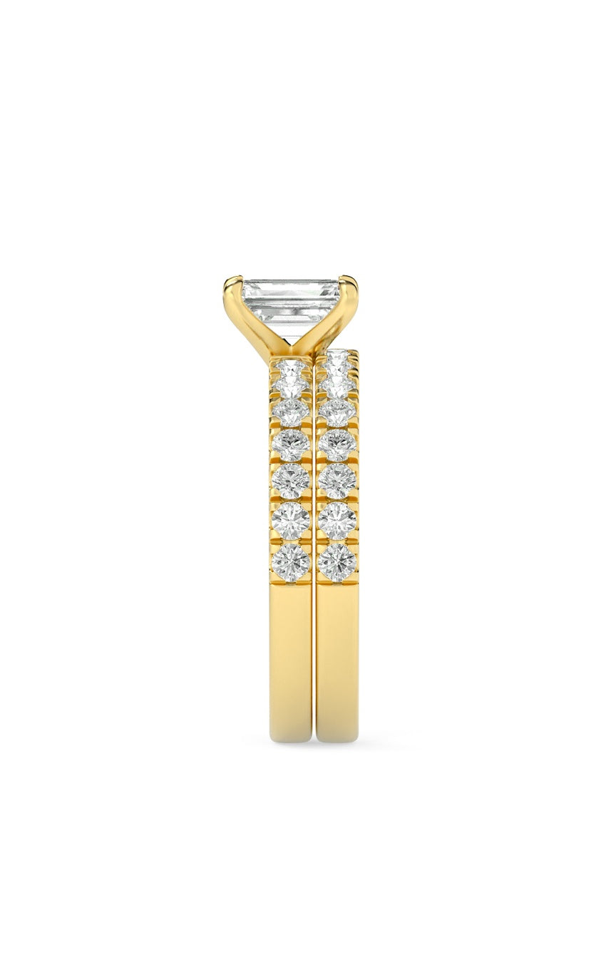 2Cttw Radiant Shaped Lab Grown Diamond (F/VS) Classic Accented Set With Band and Engagement Ring in 14K Gold