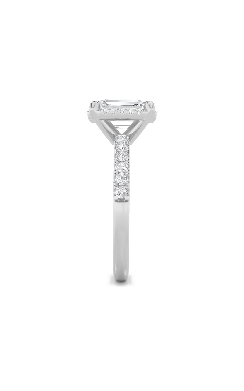 2Cttw Radiant Shaped Lab Grown Diamond (F/VS) Halo Accented Engagement Ring in 14K Gold