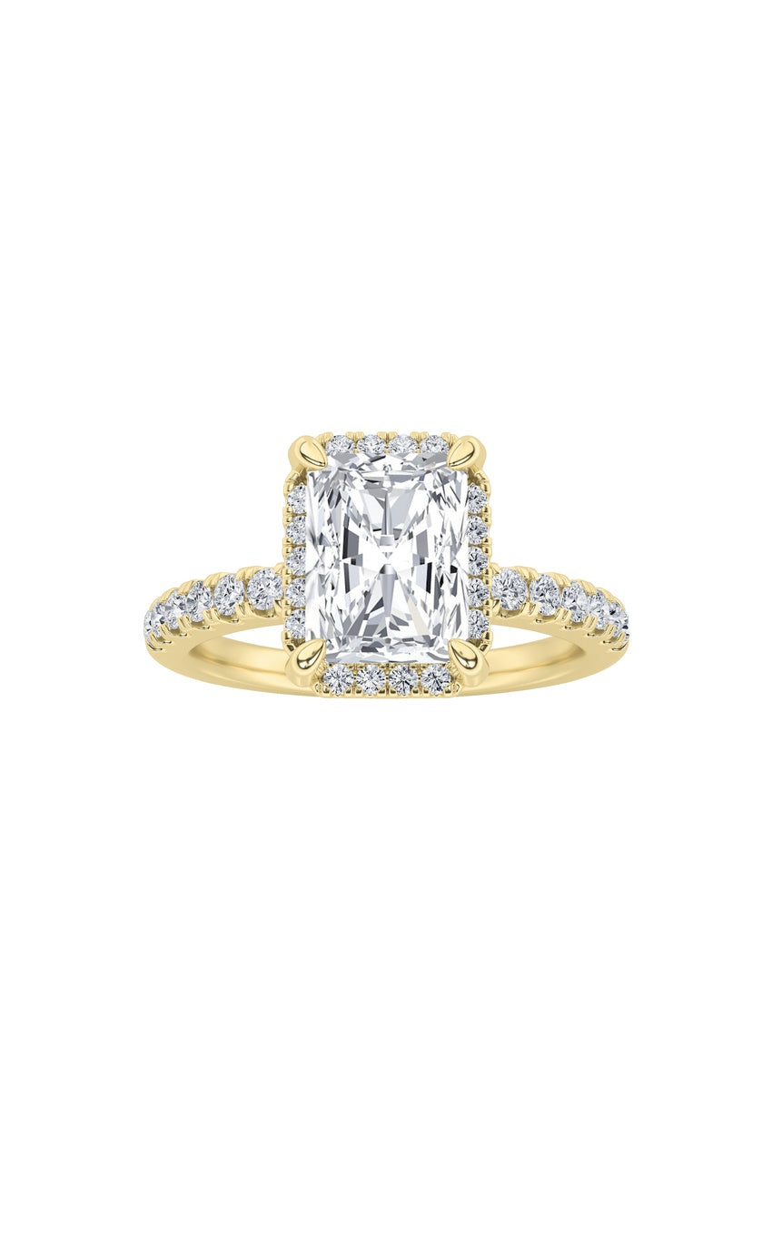 2Cttw Radiant Shaped Lab Grown Diamond (F/VS) Halo Accented Engagement Ring in 14K Gold