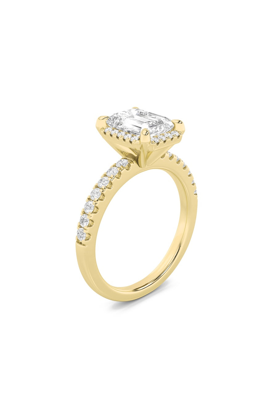 2Cttw Radiant Shaped Lab Grown Diamond (F/VS) Halo Accented Engagement Ring in 14K Gold