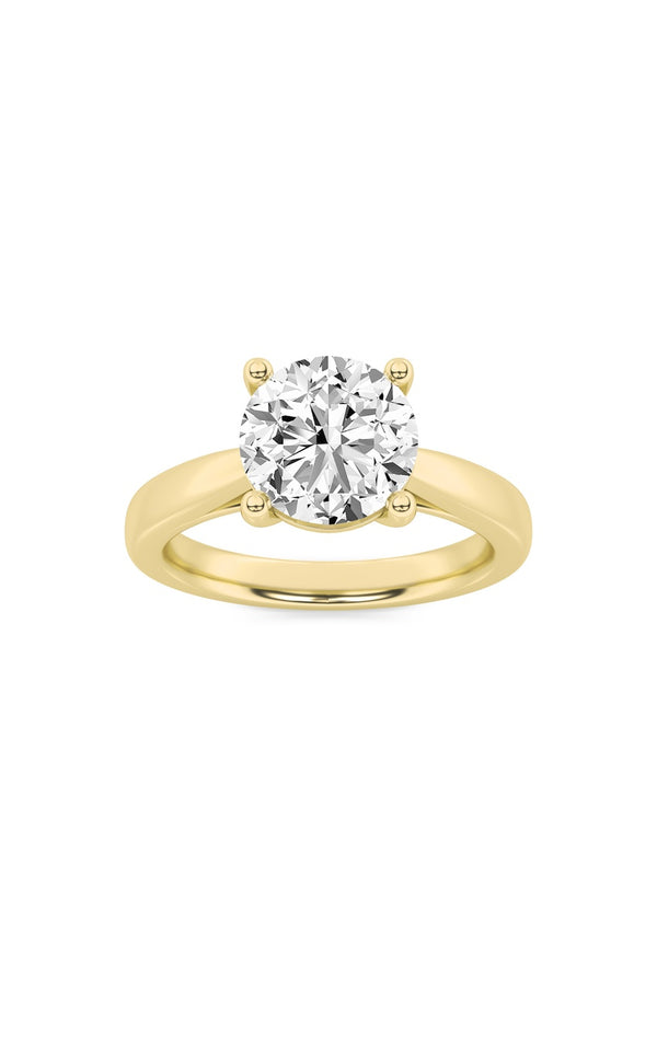 2.5Cttw Round Shaped Lab Grown Diamond (F/VS) Classic Shank Solitaire Engagement Ring in 14K Gold