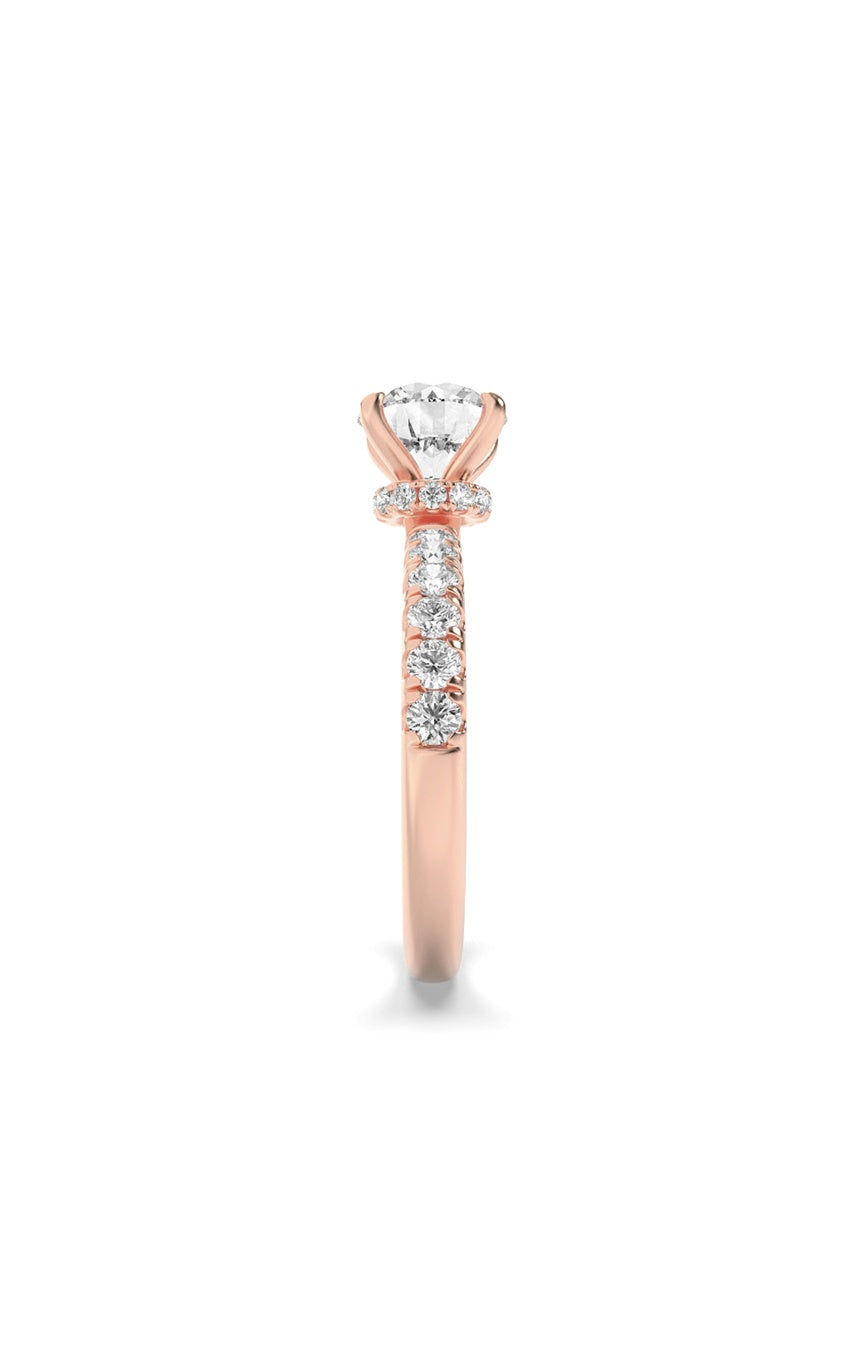 2Cttw Round Shaped Lab Grown Diamond (F/VS) Hidden Halo Accented Ring in 14K Gold