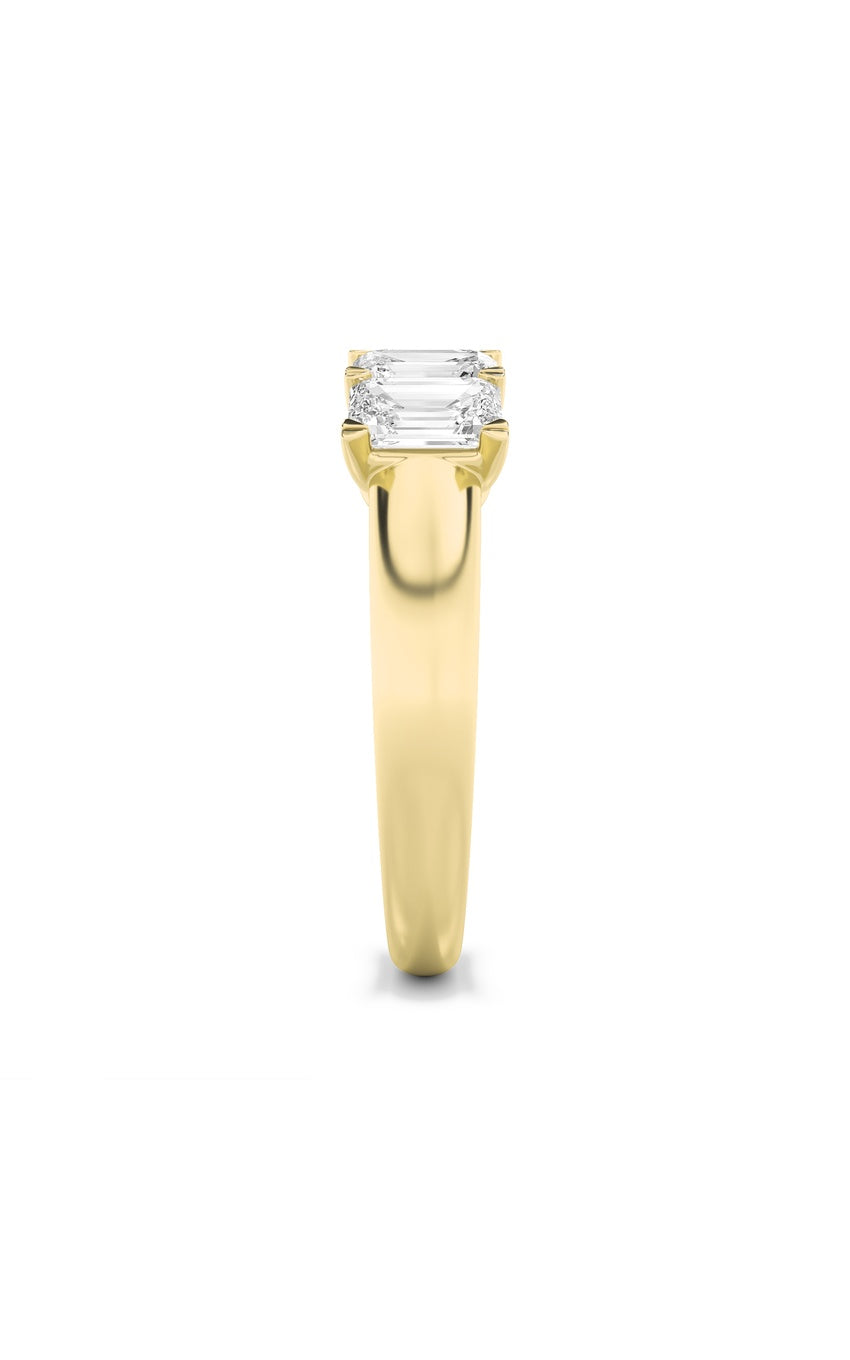 2Cttw Emerald Shaped Lab Grown Diamond (F/VS) FiveStone Band Ring in 14K Gold