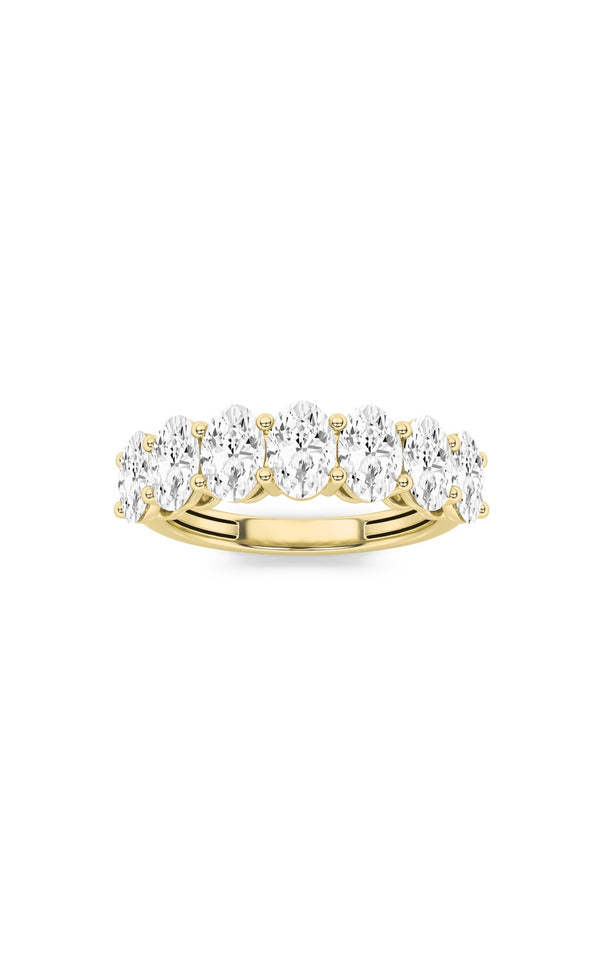 3Cttw Oval Shaped Lab Grown Diamond (F/VS) Seven Stone Band Ring in 14K Gold