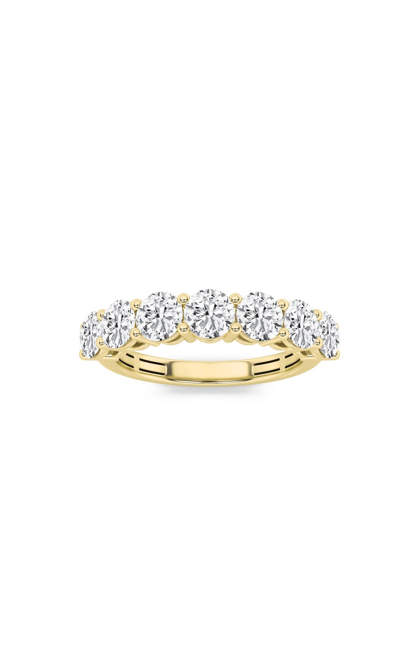3Cttw Round Shaped Lab Grown Diamond (F/VS) Seven Stone Band Ring in 14K Gold