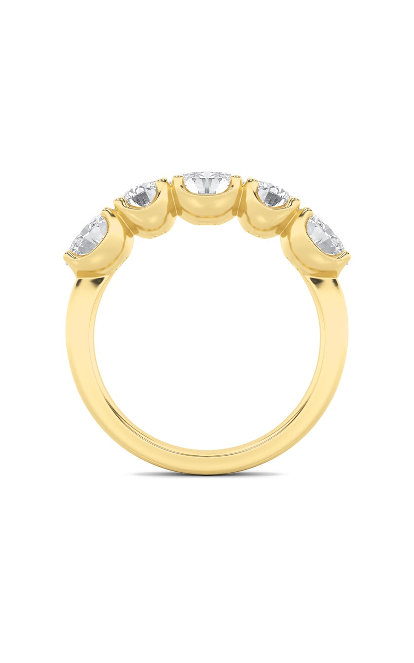 2Cttw Oval Shaped Lab Grown Diamond (F/VVS) Five Stone Band Ring in 14K Gold