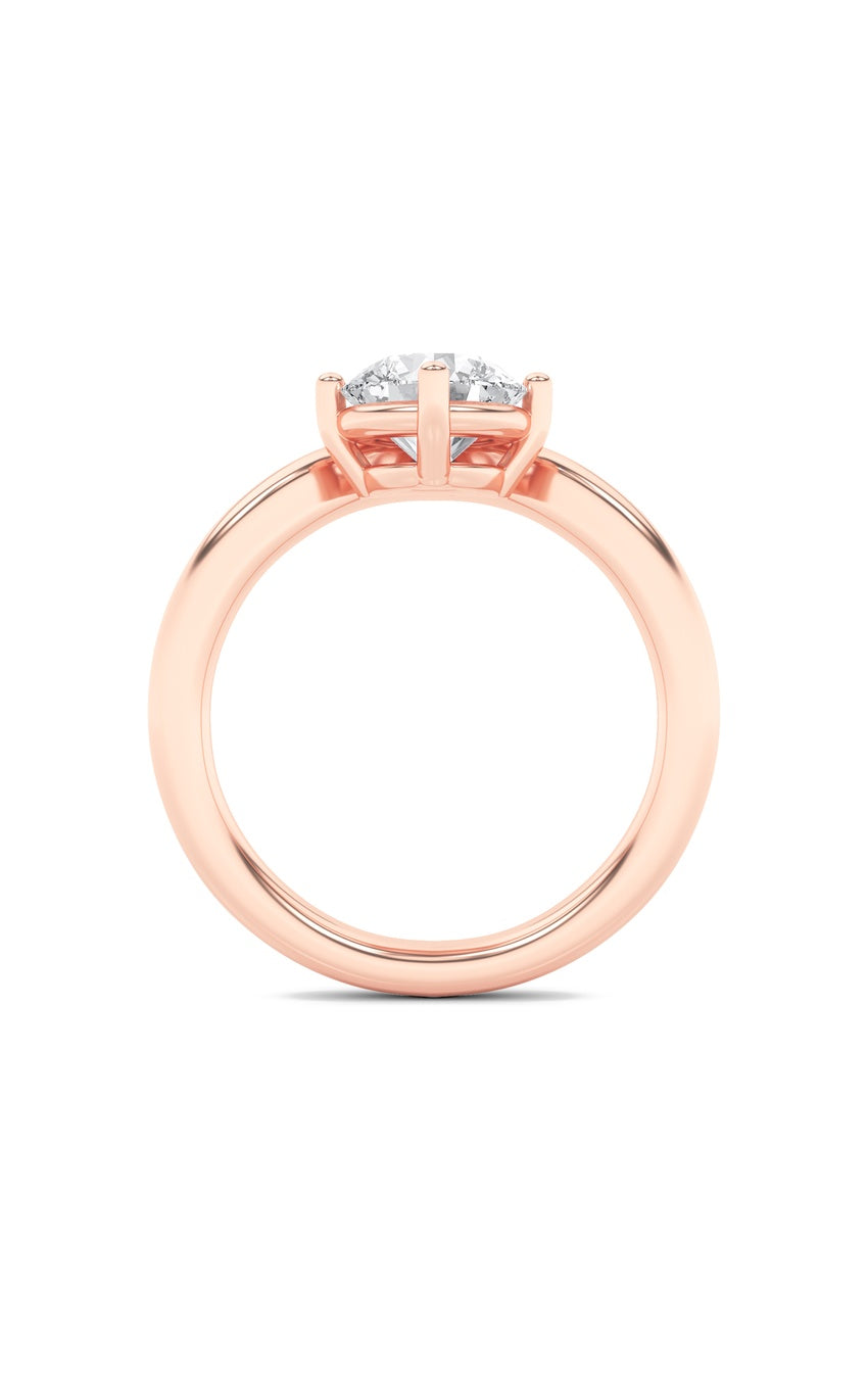 1.5Cttw Round Shaped Lab Grown Diamond (G/VS) Chevron Solitaire Engagement Ring in 14K Gold