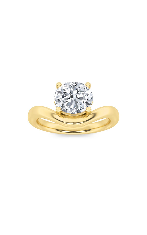 2Cttw Round Shaped Lab Grown Diamond (F/VS) Accented Solitaire Fancy Engagement Ring in 14K Gold