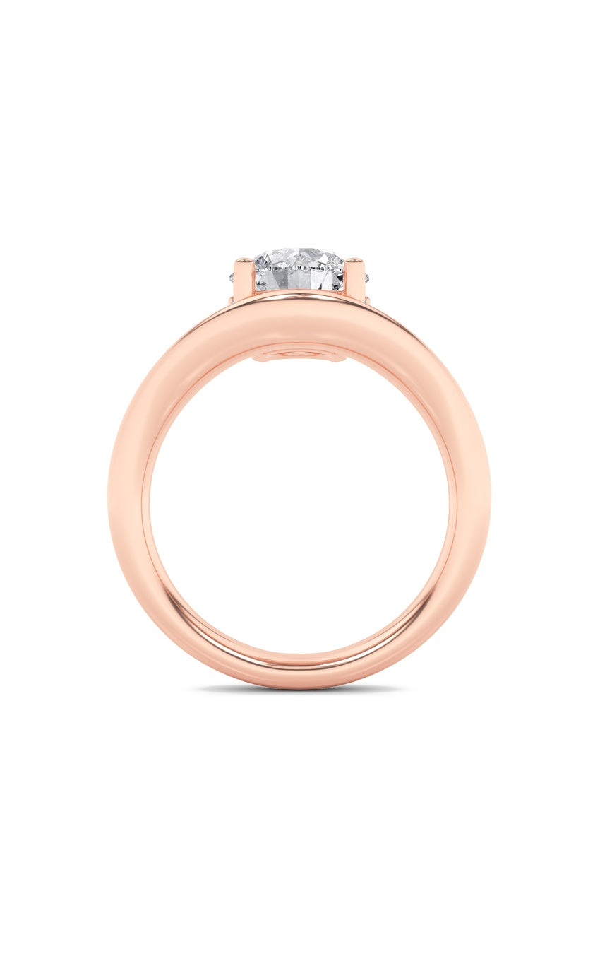 2Cttw Round Shaped Lab Grown Diamond (F/VS) Accented Solitaire Fancy Engagement Ring in 14K Gold
