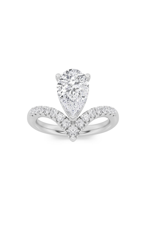 2Cttw Pear Shaped Lab Grown Diamond (F/VS) Accented Solitaire Fancy Engagement Ring in 14K Gold