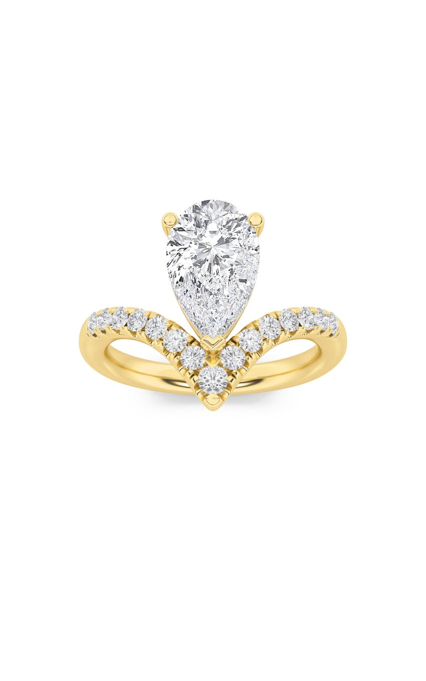 2Cttw Pear Shaped Lab Grown Diamond (F/VS) Accented Solitaire Fancy Engagement Ring in 14K Gold