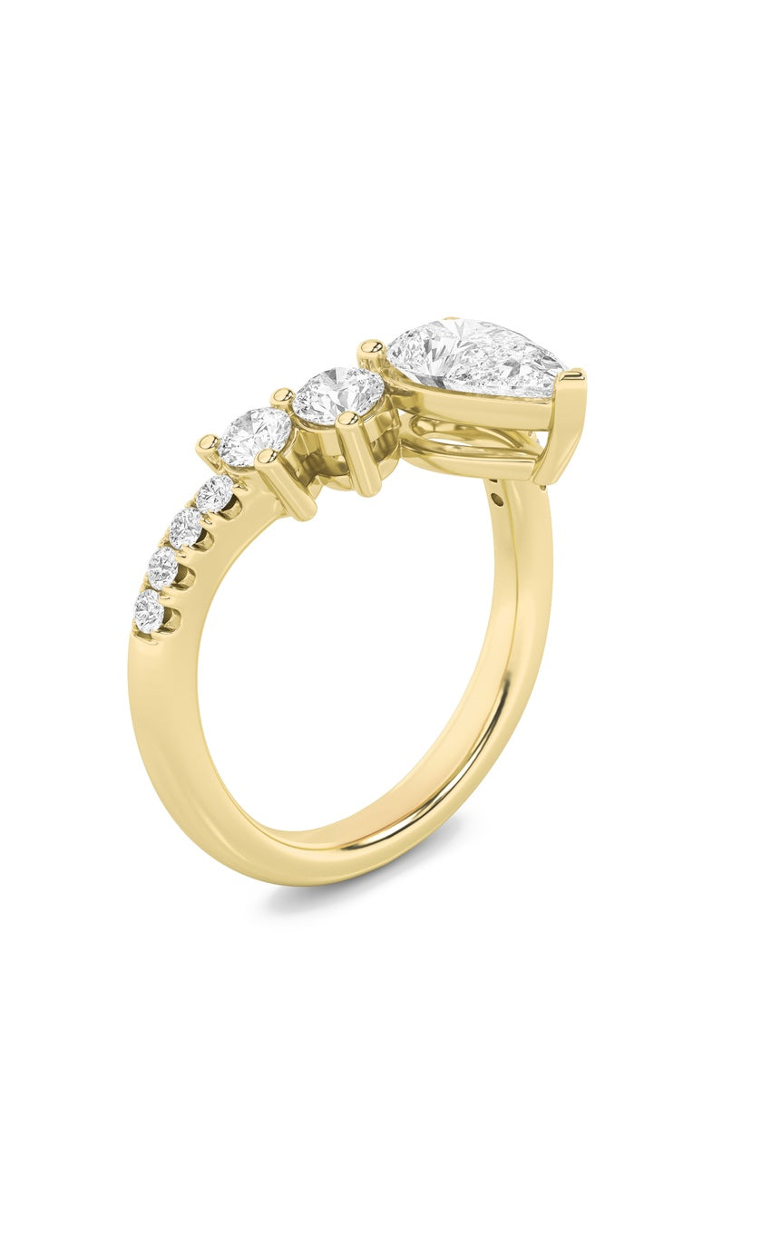 1.5Cttw Pear Shaped Lab Grown Diamond (F/VS) Fancy Contour Ring in 14K Gold