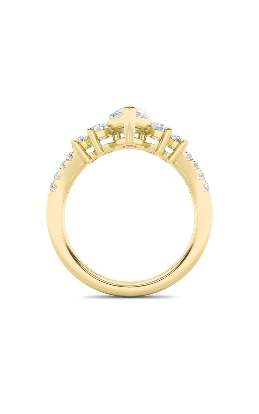 1.5Cttw Pear Shaped Lab Grown Diamond (F/VS) Fancy Contour Ring in 14K Gold