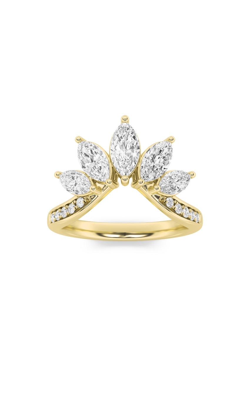 1.5Cttw Marquise Shaped Lab Grown Diamond (F/VVS) Fancy Contour Ring in 14K Gold