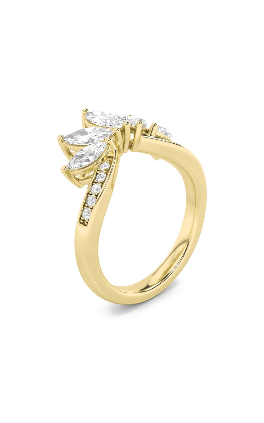 1.5Cttw Marquise Shaped Lab Grown Diamond (F/VVS) Fancy Contour Ring in 14K Gold