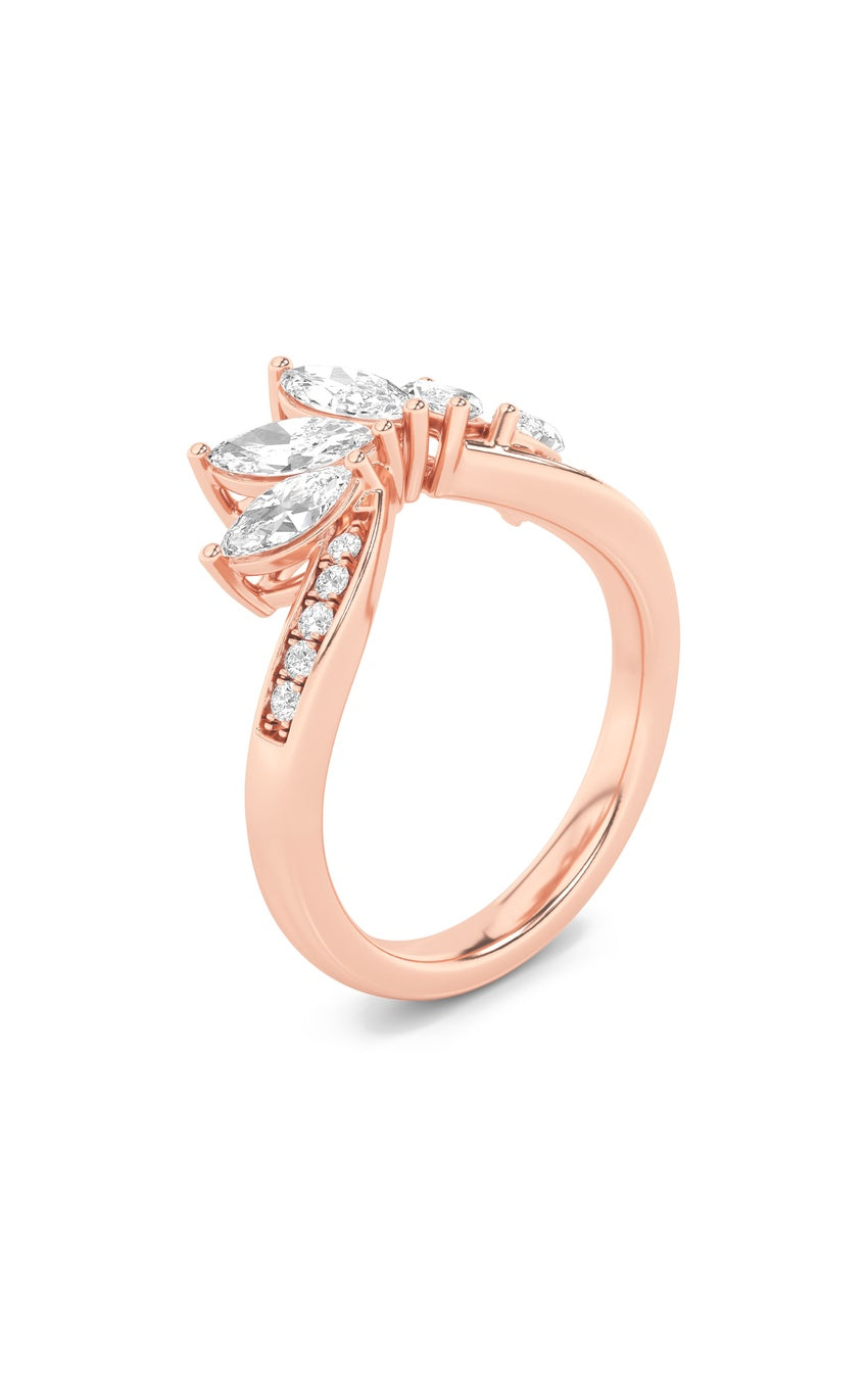 1.5Cttw Marquise Shaped Lab Grown Diamond (F/VVS) Fancy Contour Ring in 14K Gold