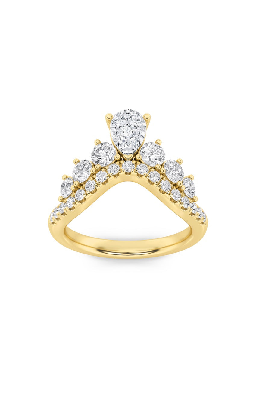 1.5Cttw Pear Shaped Lab Grown Diamond (F/VS) Fancy Contour Ring in 14K Gold