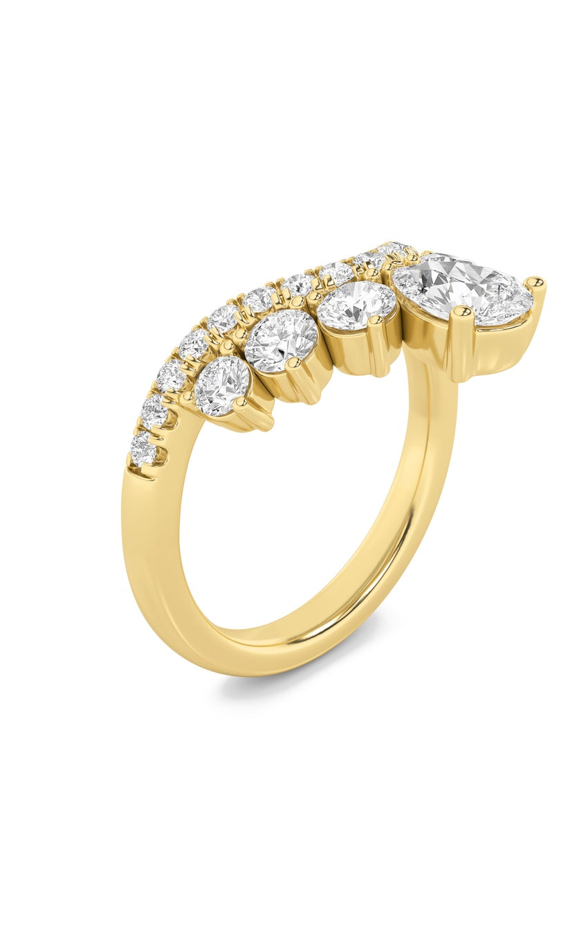 1.5Cttw Pear Shaped Lab Grown Diamond (F/VS) Fancy Contour Ring in 14K Gold