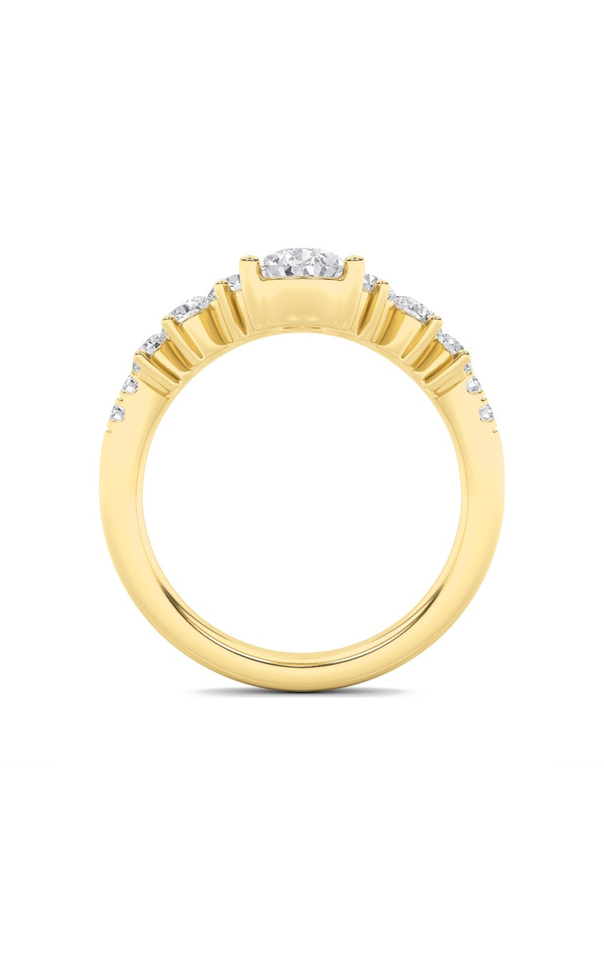 1.5Cttw Pear Shaped Lab Grown Diamond (F/VS) Fancy Contour Ring in 14K Gold