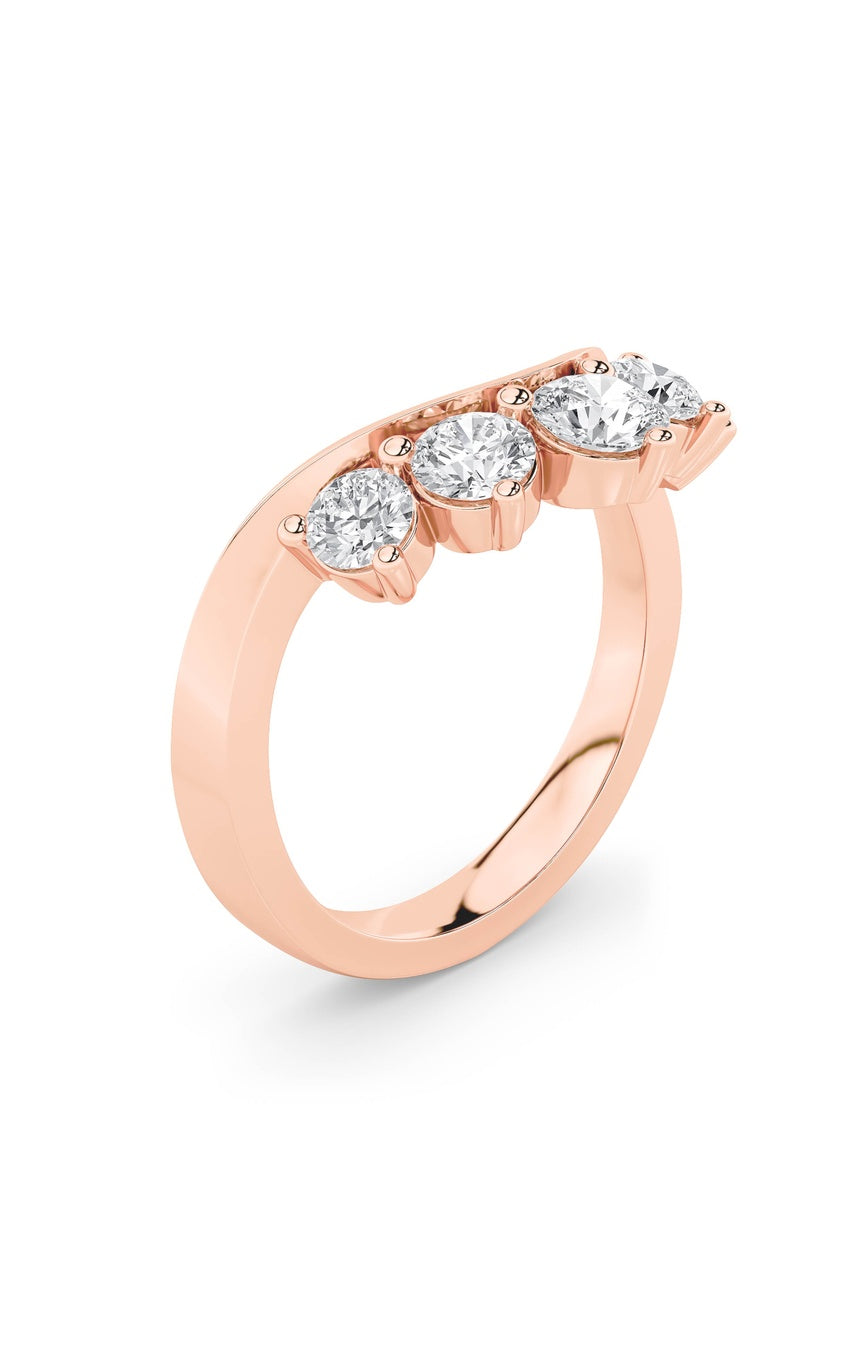 1Cttw Round Shaped Lab Grown Diamond (F/VS) Fancy Contour Ring in 14K Gold