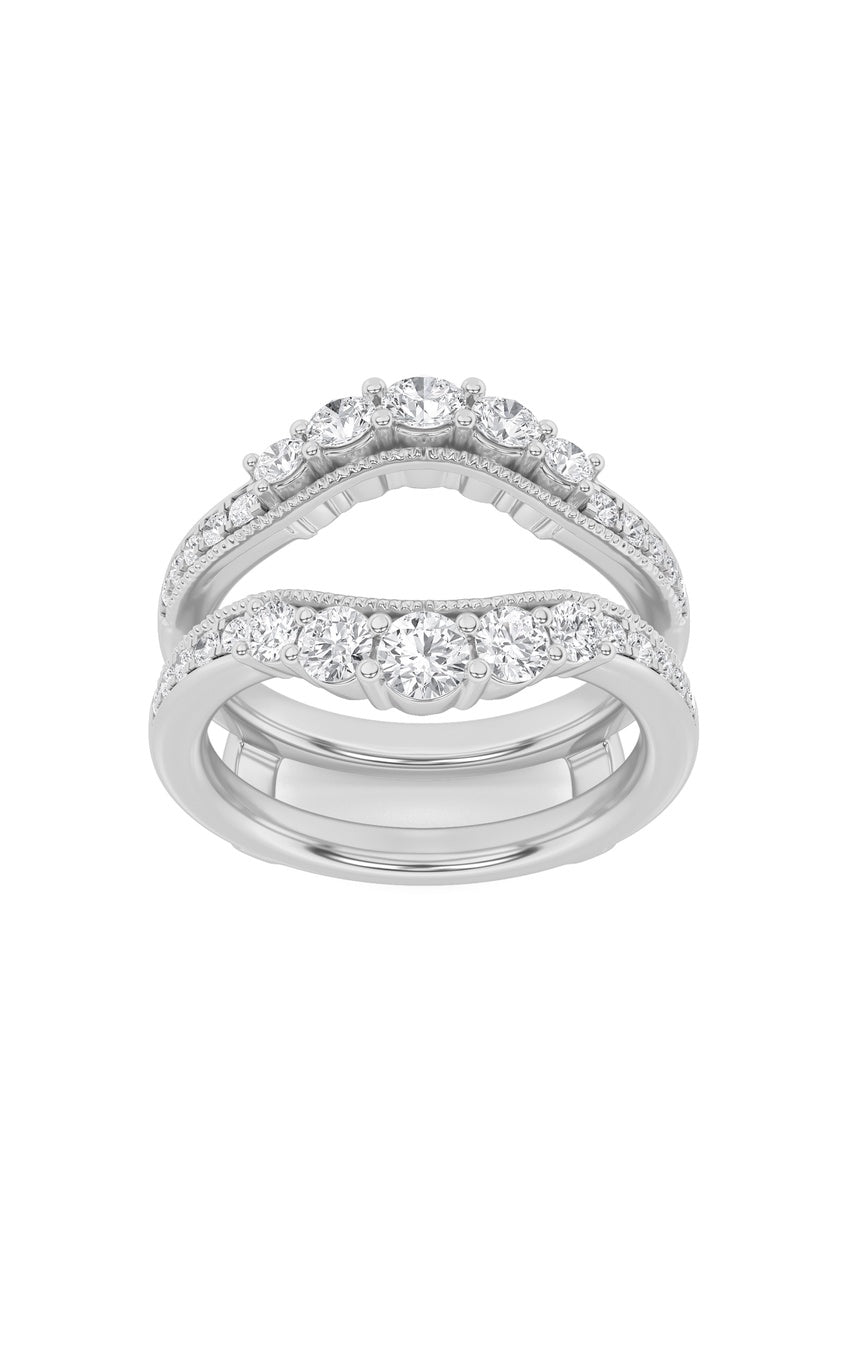 1Cttw Round Shaped Lab Grown Diamond (F/VS) Insert Jacket Ring in 14K Gold