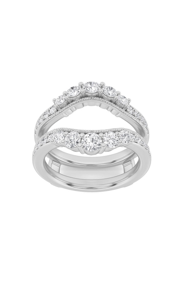 1Cttw Round Shaped Lab Grown Diamond (F/VS) Insert Jacket Ring in 14K Gold
