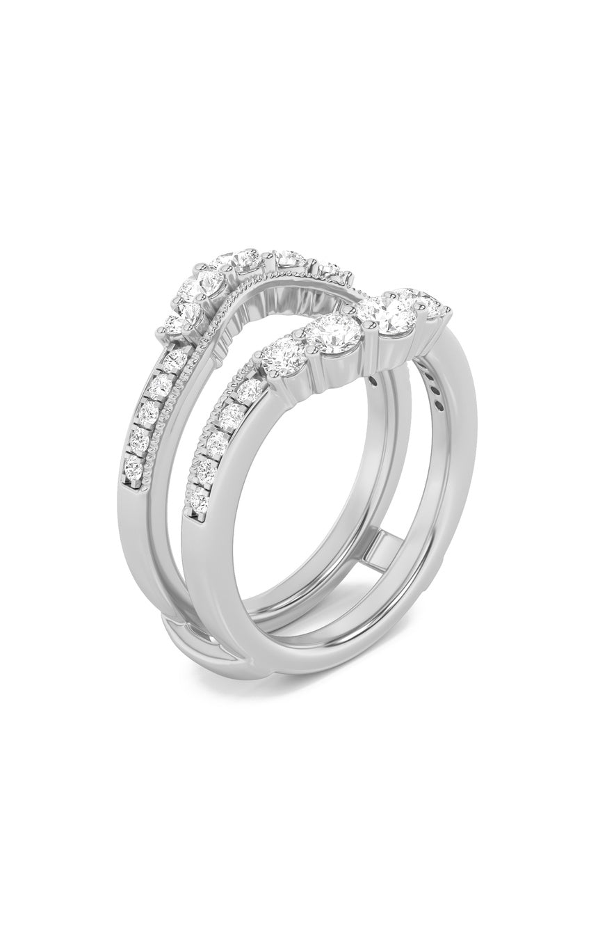 1Cttw Round Shaped Lab Grown Diamond (F/VS) Insert Jacket Ring in 14K Gold