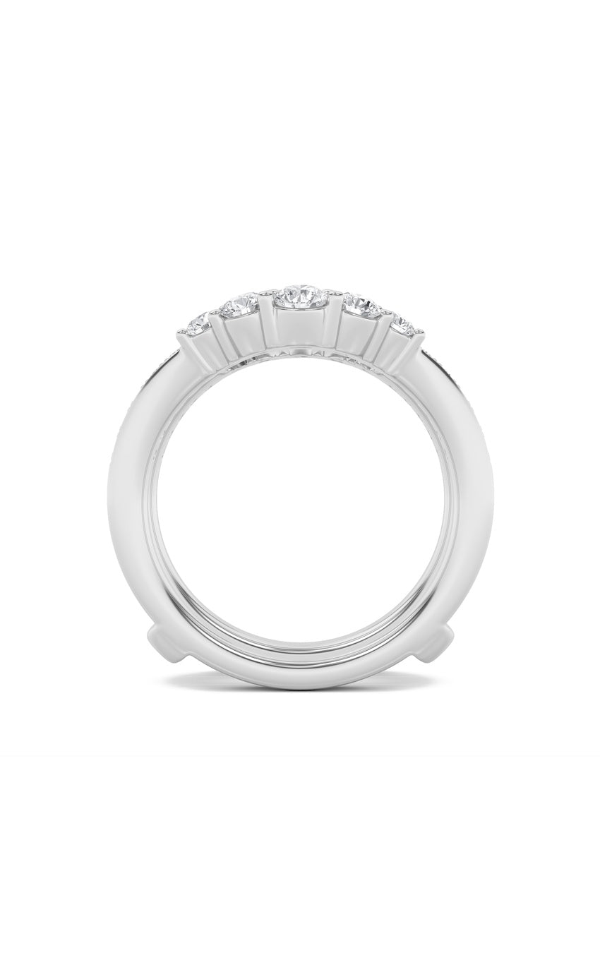 1Cttw Round Shaped Lab Grown Diamond (F/VS) Insert Jacket Ring in 14K Gold