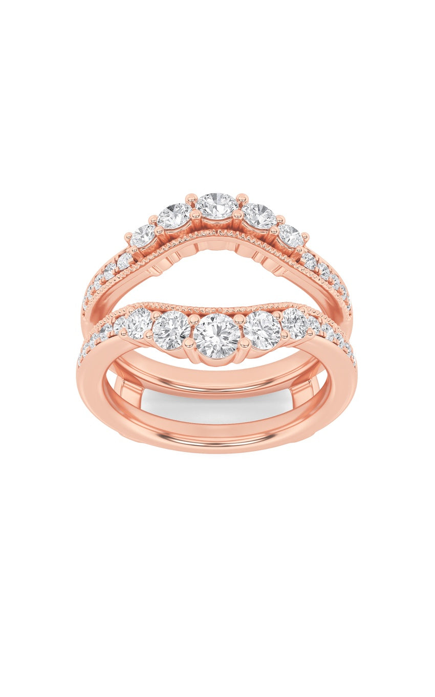 1Cttw Round Shaped Lab Grown Diamond (F/VS) Insert Jacket Ring in 14K Gold